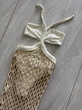 Patbo Cream Bra Top with Beige Dress